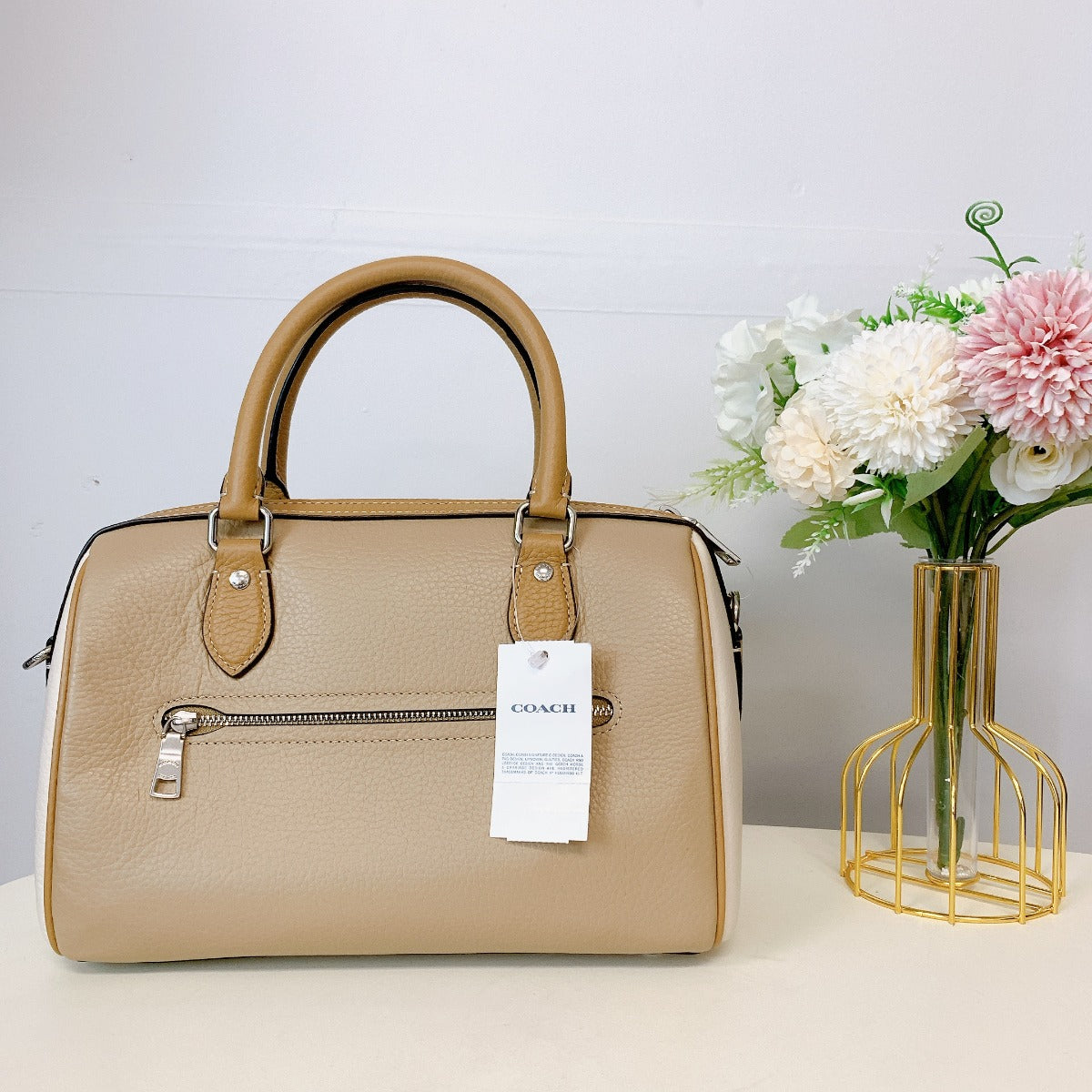 Coach CH283 Rowan Satchel In Colorblock IN SANDY BEIGE MULTI 195031870453 Coach CH283 Rowan Satchel In Colorblock IN SANDY BEIGE MULTI 195031870453